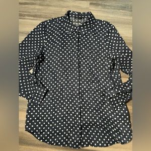 Lafayette 148 New‎ York Beautiful Fun Print 100% Linen Button Blouse- Large